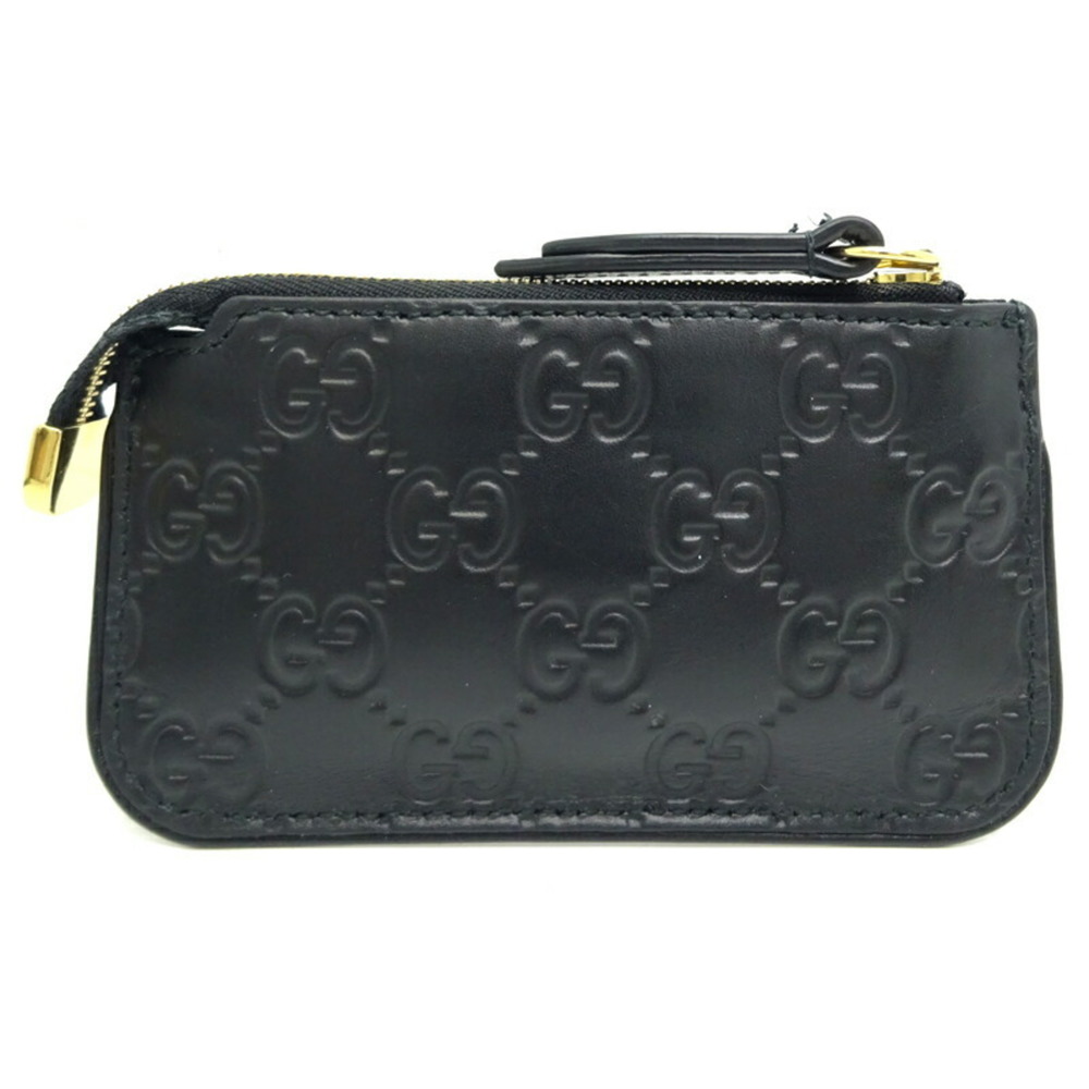 Gucci Coin Case Women's and Men's 447964 Striped Leather Black - Picture 2 of 9